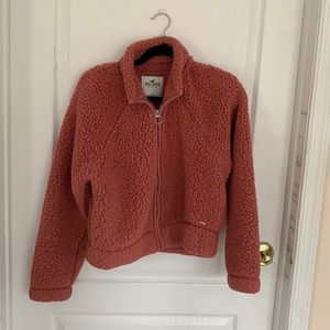Hollister coral sherpa jacket !!